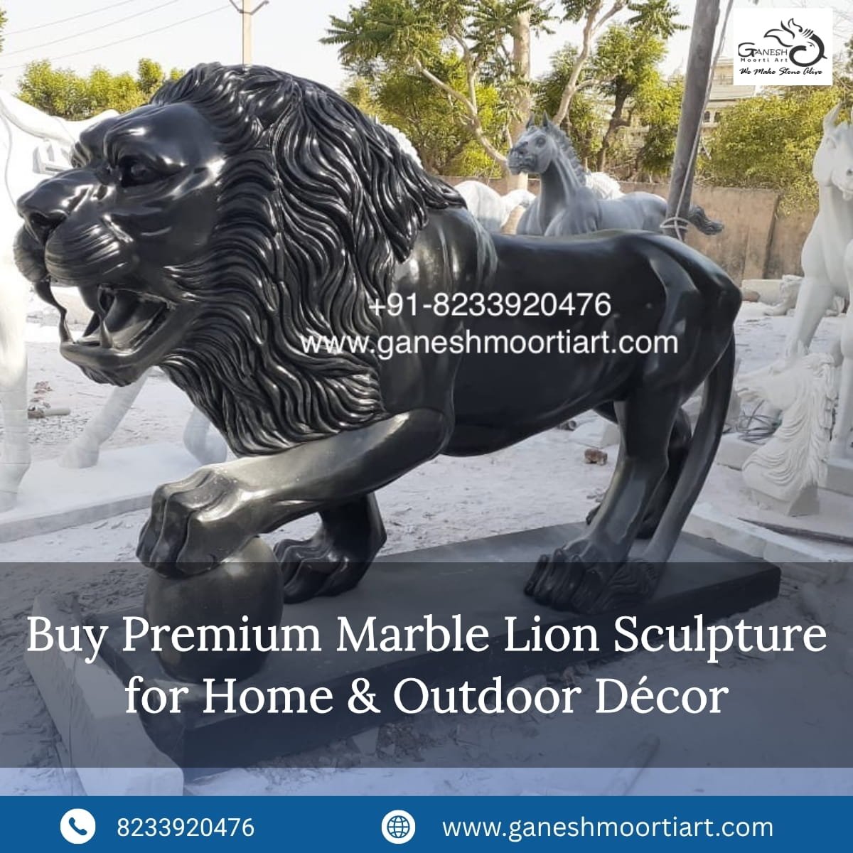 Buy Premium Marble Lion Sculpture for Home & Outdoor Décor