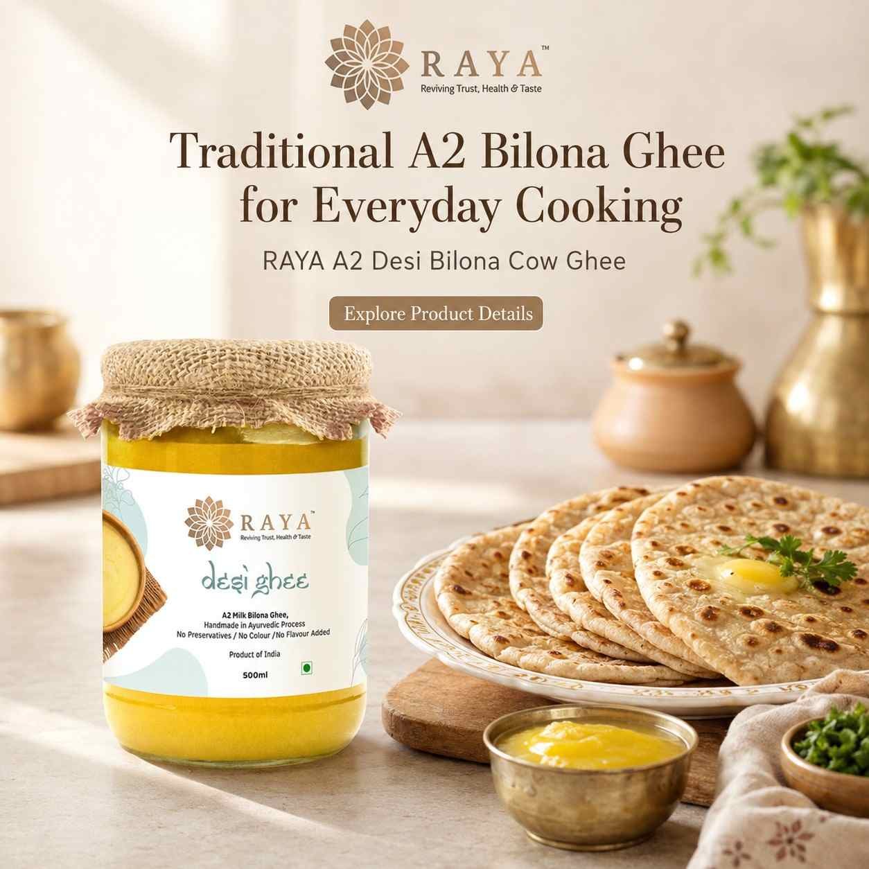 Traditional A2 Bilona Ghee for Everyday Cooking