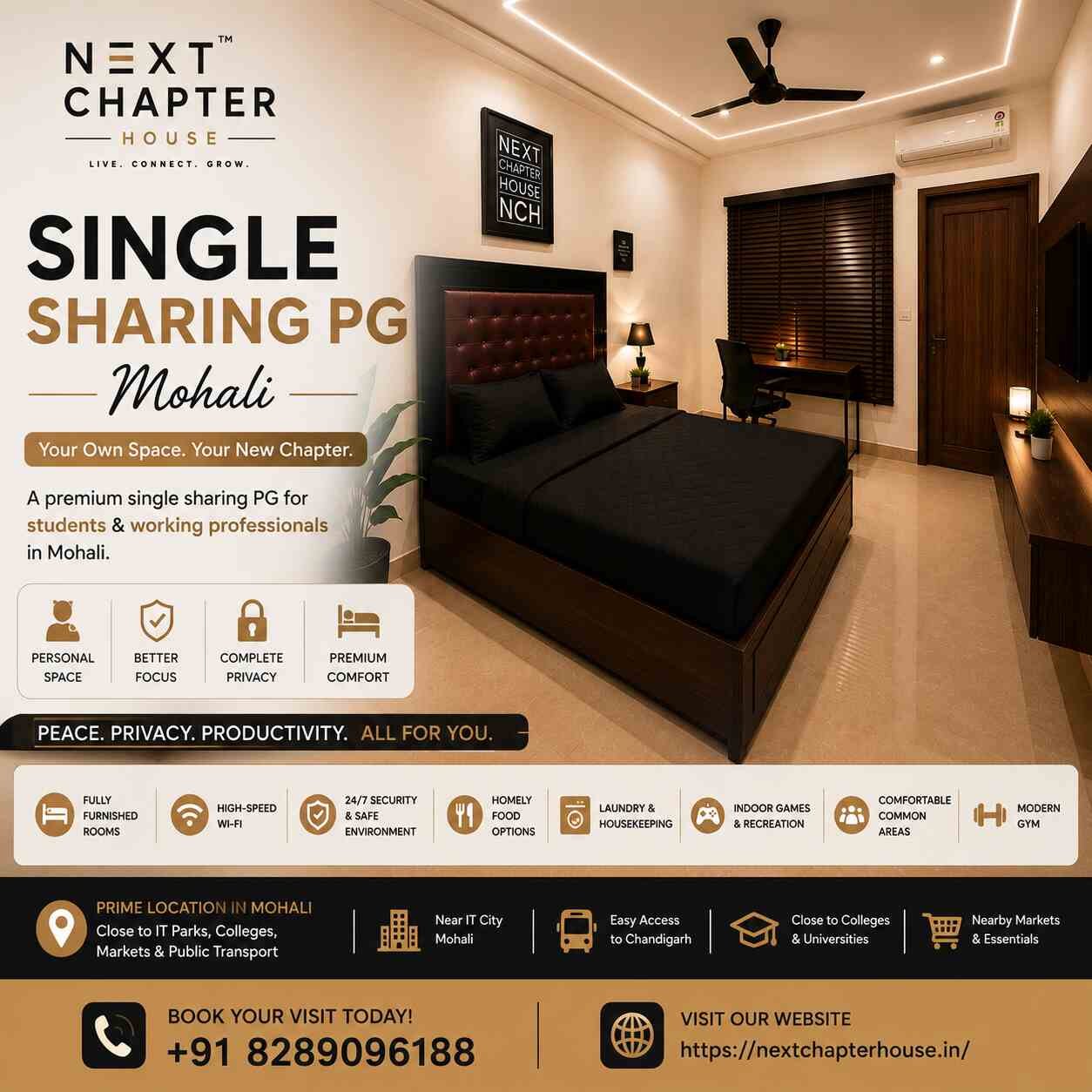 Single Sharing PG in Mohali – Next Chapter House