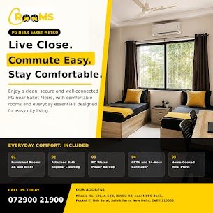 PG in Saket for Female – Comfortable Stay at Comfort Rooms PG