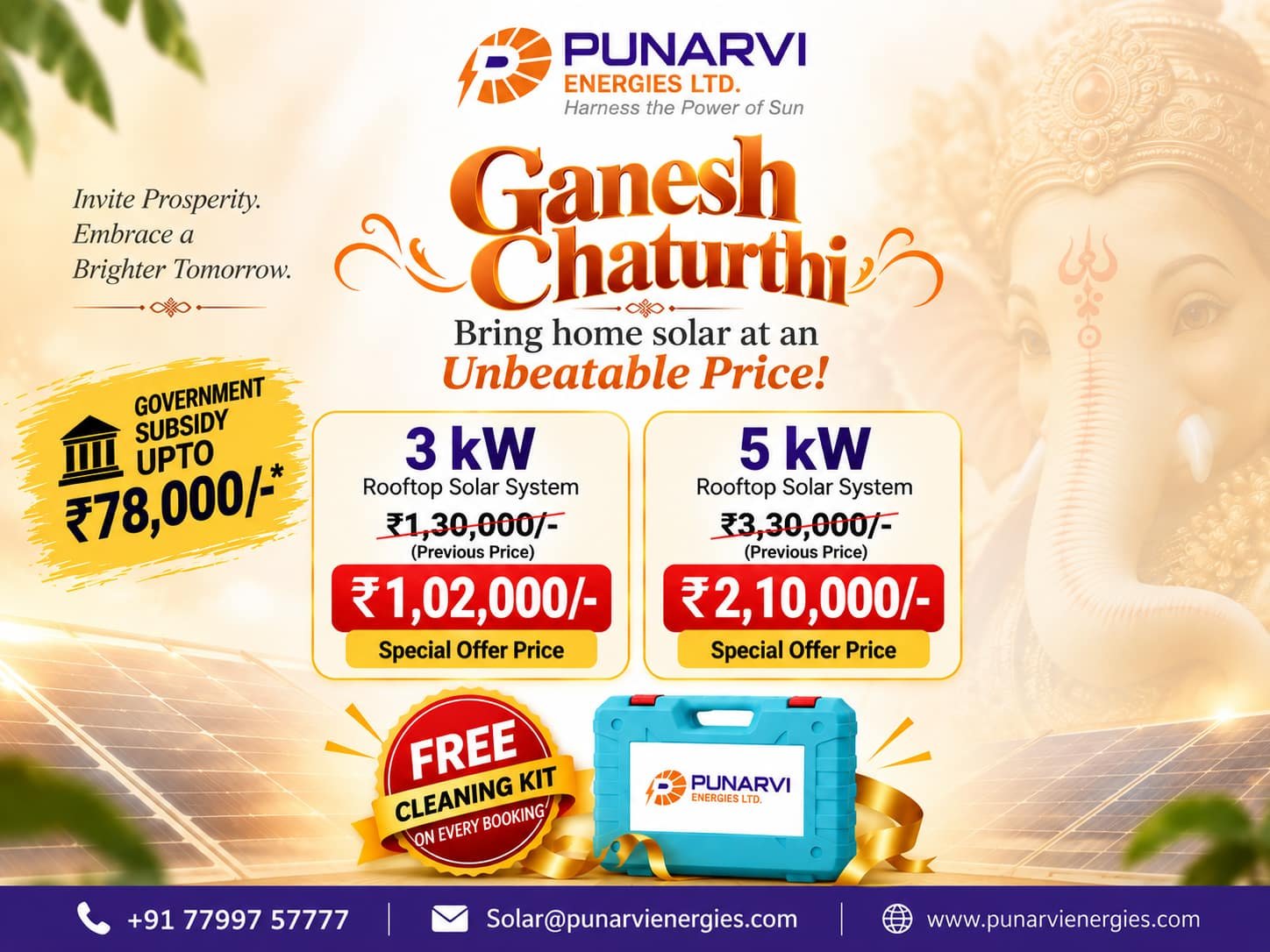 Ganesh Chaturthi Solar Offer – 3 kW & 5 kW Rooftop Solar