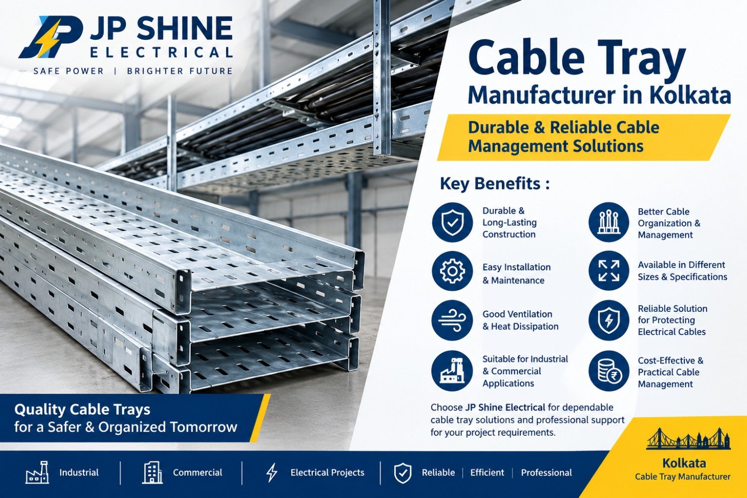 Cable Tray Manufacturer in Kolkata | Quality Cable Management Solutions