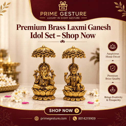 Premium Brass Laxmi Ganesh Idol Set – Shop Now