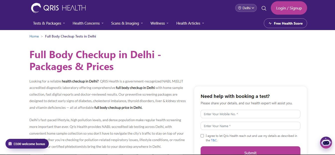 Preventive Full Body Health Checkup Packages at Home in Delhi NCR