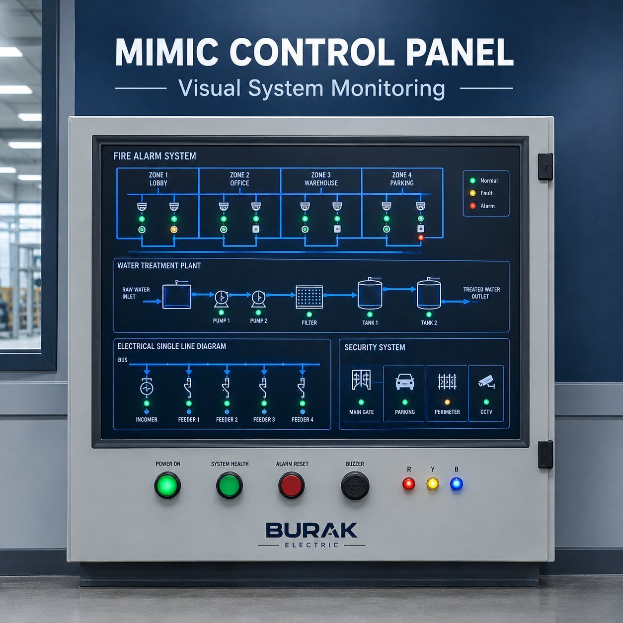Electrical Mimic Control Panels for Industrial Process Monitoring