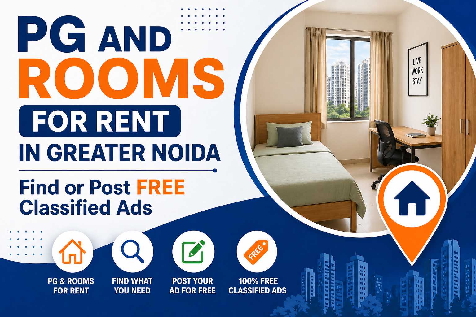 PG and Rooms for Rent in Greater Noida – Find or Post Free Classified Ads
