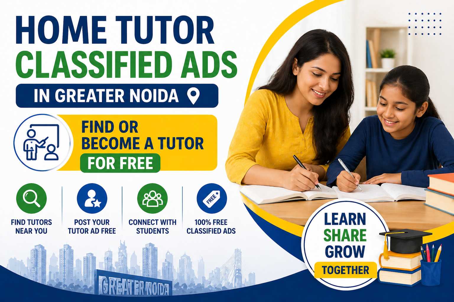 Home Tutor Classified Ads in Greater Noida – Find or Become a Tutor for Free
