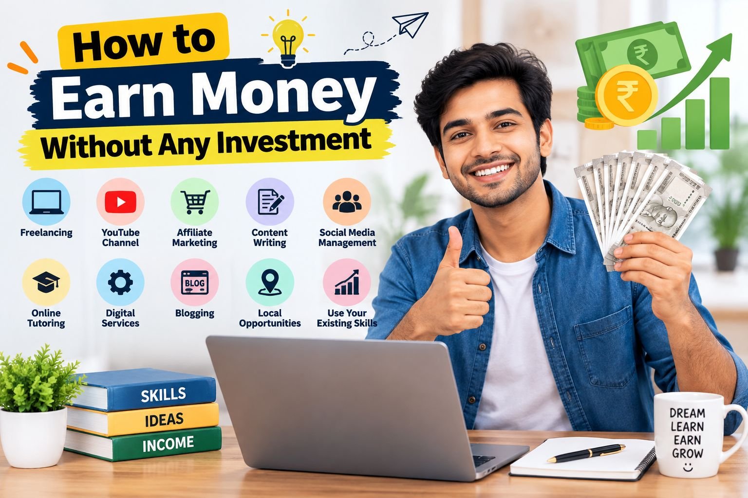 How to Earn Money Without Any Investment: 10 Practical Ways to Make Money Online and Offline