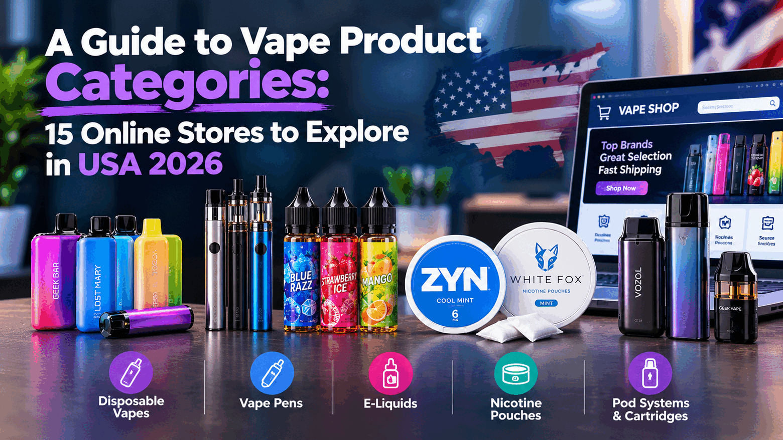 A Guide to Vape Product Categories: 15 Online Stores to Explore in USA 2026