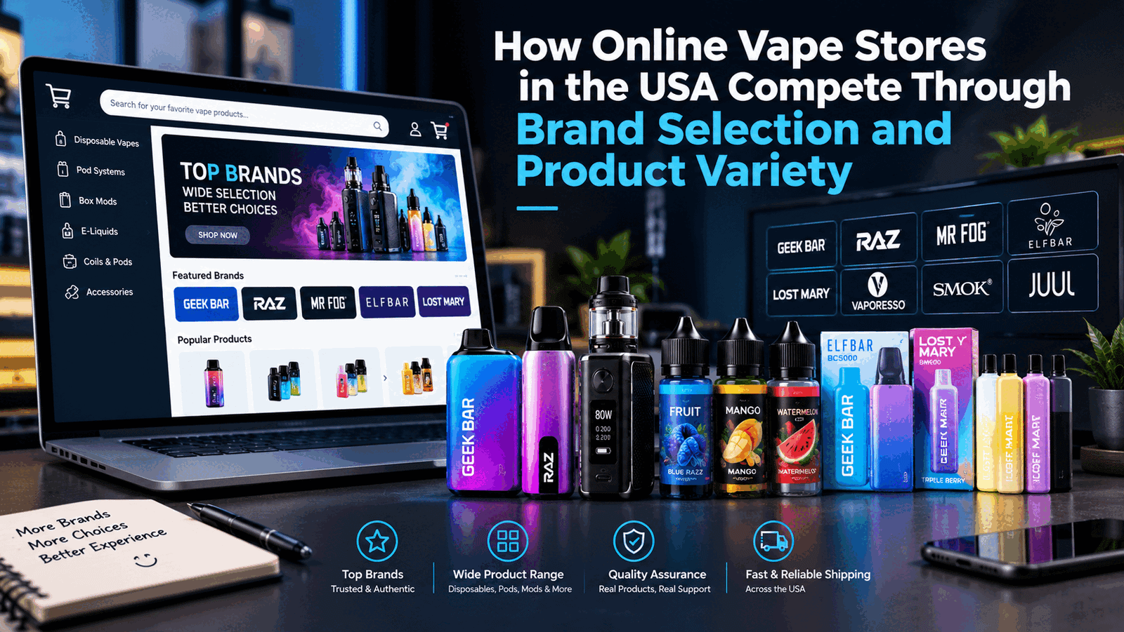 How Online Vape Stores in the USA Compete Through Brand Selection and Product Variety
