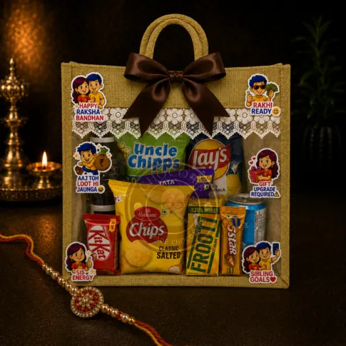 Jute Bag Rakhi Gift Hamper – Green Colour